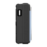 Funda protectora para teléfono, negra, diseño ergonómico y textura antideslizante, compatible con dispositivos modernos.