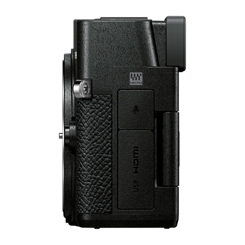 oly400630-6-a4e Cámara mirrorless Sony A7IV, vista lateral con texturizado y botones de conexión HDMI y USB.