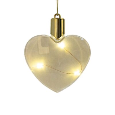 App720036 F9D Adorno Colgante En Forma De Corazón Con Luces Led Cálidas Y Diseño Transparente, Ideal Para Decoración De Interiores.