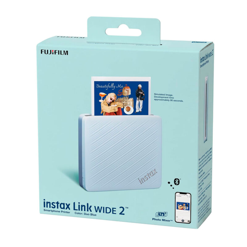 fuj170516-10-b78 Impresora Fujifilm Instax Link Wide 2 en color azul, imprime fotos desde smartphones en 90 segundos.