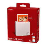 Impresora portátil Fujifilm instax Link Wide 2, color beige, imprime fotos desde smartphone en segundos.