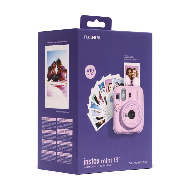 fuj170520-9-ded Cámara instantánea Fujifilm Instax Mini 13 color rosa, incluye 10 fotos. Ideal para recuerdos y entretenimiento.
