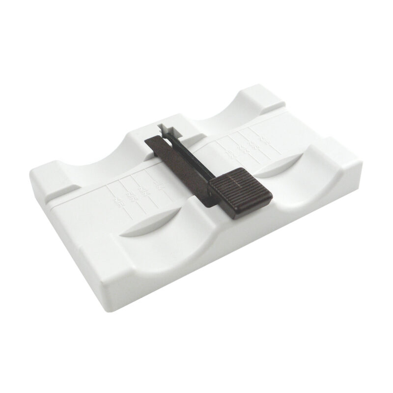 Base para escanear negativos, blanco con medidor y clip, ideal para fotografía profesional y revelado.