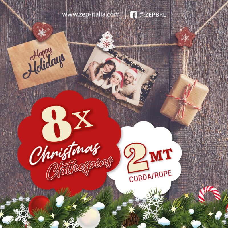 ibi500026-8-98f Pinzas navideñas de 8 unidades con cuerda de 2 metros, decoradas para colgar fotos en fiestas. Perfectas para decoraciones festivas.