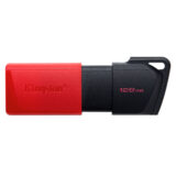 Pendrive Kingston de 128 GB en rojo y negro, ideal para almacenar y transferir datos rápidamente.