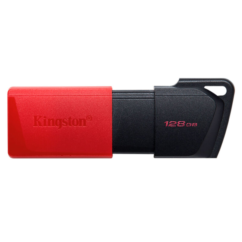 kig404256-3-a3a Pendrive Kingston de 128 GB en rojo y negro, ideal para almacenar y transferir datos rápidamente.