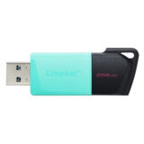 Pendrive Kingston de 256 GB en color azul claro, con conector USB 3.0 para alta velocidad de transferencia.