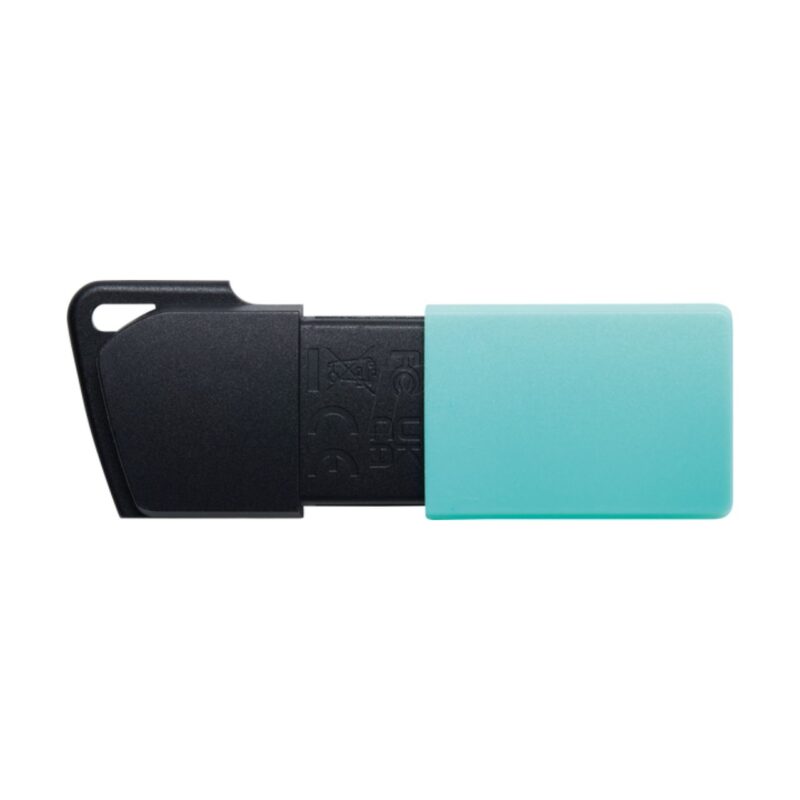 kig404257-1-7b2 Memoria USB Kingston 16GB, diseño compacto en negro y azul, ideal para almacenamiento portátil y transferencias rápidas.
