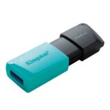 Unidad flash Kingston de 256 GB, diseño en color azul, USB 3.0, ideal para almacenamiento y transferencia rápida.