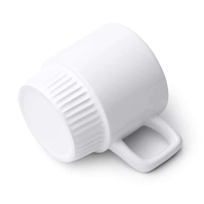 tct712010-2-3ea Taza blanca de cerámica con diseño minimalista y asa ergonómica para café o té. Ideal para uso diario.